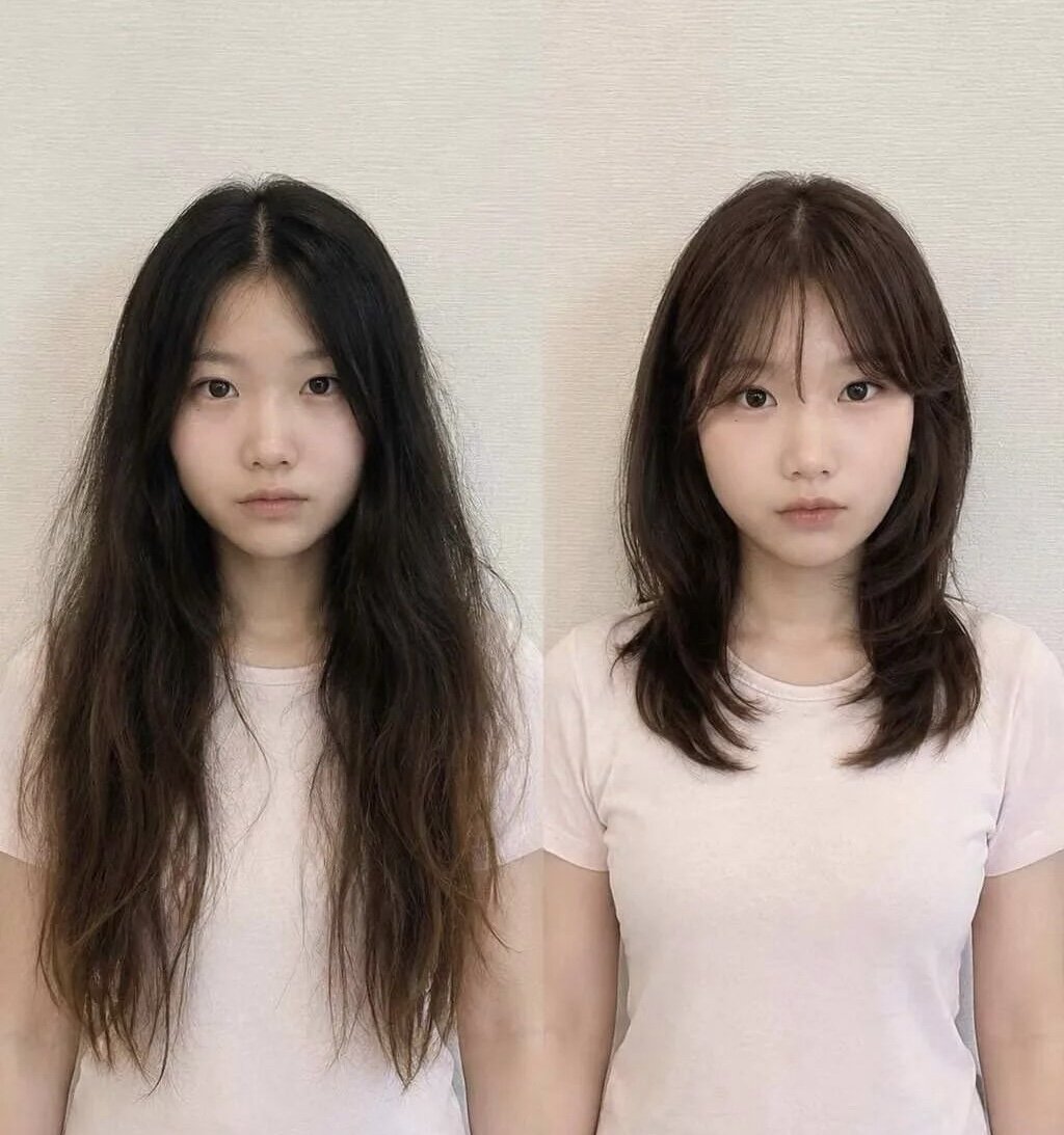 发型前后对比